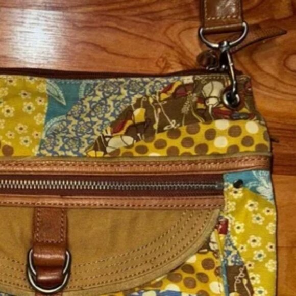 FOSSIL Maddox Shoulder/Cross Body Bag - Canvas/Leather - Neutral Boho Floral - Picture 8 of 10